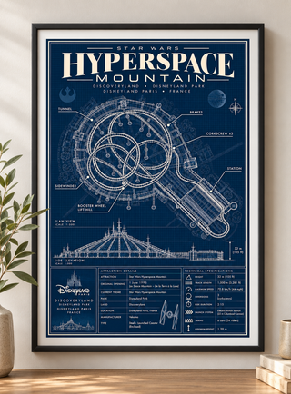 Disneyland Paris Hyperspace Mountain Blueprint Print