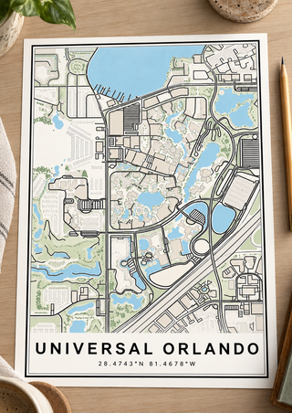 Universal Orlando Map Print, Florida Wall Art