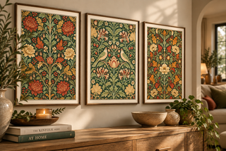William Morris Autumn Print, Green Orange Style