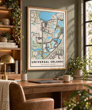 Universal Orlando Map Print, Florida Wall Art