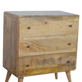 Curved Oak-ish Chest of Drawers, Bedroom Furniture image 1