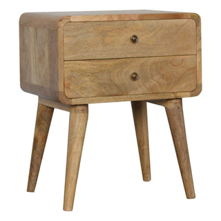 Curved Oak-ish Bedside Cabinet, Bedroom Furniture image 1