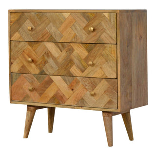 3 Drawer Zig-Zag Patterned Patchwork Chest, Bedroom Furniture image 1