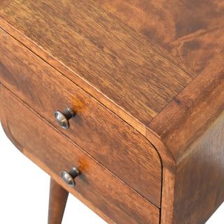 Mini Chestnut Curved Bedside Cabinet, Bedroom Furniture image 4