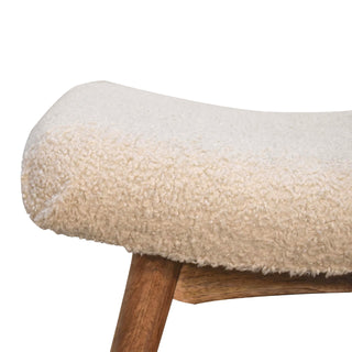 Boucle Cream Curved Bench, Footstool, Bedroom, Hallway Furniture image 3