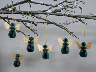 Set Of 6 Christmas Angels - Green Festive Ornaments image 2