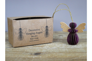 Set Of 6 Christmas Angels - Purple Festive Ornaments image 1