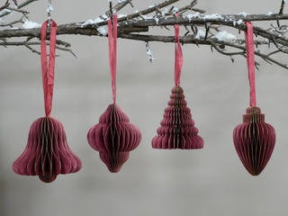 Set Of 4 Christmas Decorations (8cm) - Red Festive Ornaments image 2