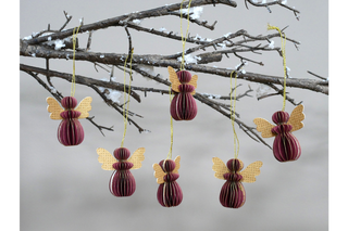 Set Of 6 Christmas Angels - Red Festive Ornaments image 0