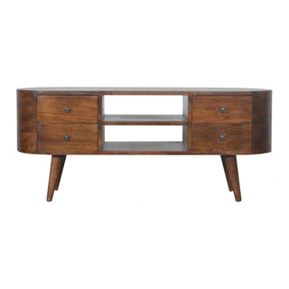 Chestnut Rounded Entertainment Unit, Living Room Furniture image 0