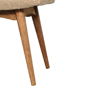 Boucle Cream Curved Bench, Footstool, Bedroom, Hallway Furniture image 6