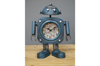 Blue Robot Clock - Cute Desk Ornament image 0
