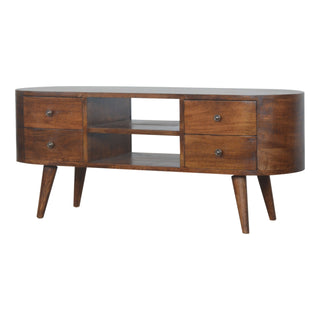 Chestnut Rounded Entertainment Unit, Living Room Furniture image 1