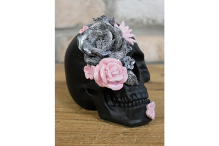 Set Of 3 Skulls with flowers - Halloween Ornament image 5