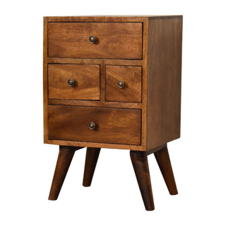4 Drawer Multi Chestnut Bedside Bedroom Furniture image 1