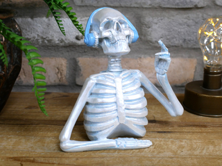 Skeleton With Headphones - Halloween Ornament image 1