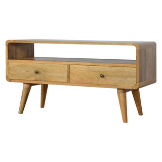 Curved Oak-ish Media Unit, Living Room Furniture image 0
