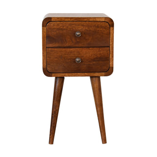Mini Chestnut Curved Bedside Cabinet, Bedroom Furniture image 0