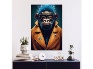 Monkey Blue Haired - Tempered Glass Wall Art image 0