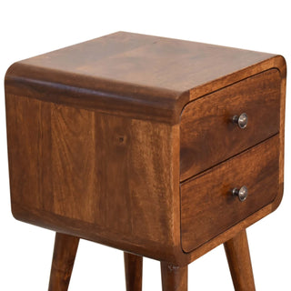Mini Chestnut Curved Bedside Cabinet, Bedroom Furniture image 5