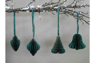 Set Of 4 Christmas Decorations (8cm) - Green Festive Ornaments image 3