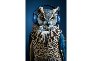 Blue Owl Wall Art - Tempered Glass image 1