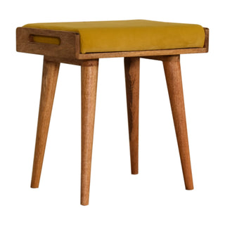 Mustard Velvet Tray Style Footstool, Home Furniture image 0