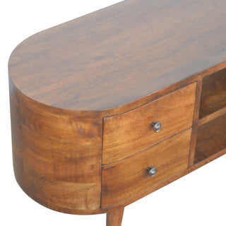Chestnut Rounded Entertainment Unit, Living Room Furniture image 3