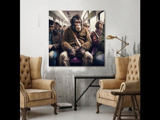Ape on a train, Wall glass art