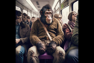 Ape on a train, Wall glass art