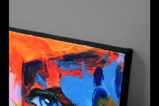 Wall Art, Face with Vibrant Colourful Hand Finished Canvas, Female