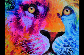 Colourful Lion Canvas Wall Art, Hand Finished Painting