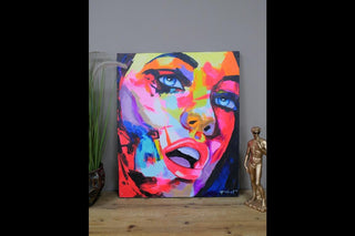 Wall Art, Vibrant Colourful Hand Finished Canvas, Female