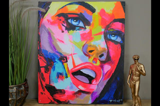 Wall Art, Vibrant Colourful Hand Finished Canvas, Female