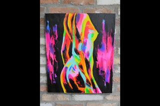 Wall Art, Female Form with Vibrant Colourful Hand Finished Canvas, Body Curves