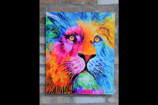 Colourful Lion Canvas Wall Art, Hand Finished Painting