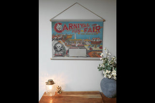 Fun Fair Canvas, 1920's Retro Vintage Style Carnival Wall Hanging