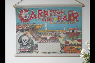 Fun Fair Canvas, 1920's Retro Vintage Style Carnival Wall Hanging