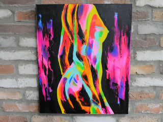 Wall Art, Female Form with Vibrant Colourful Hand Finished Canvas, Body Curves