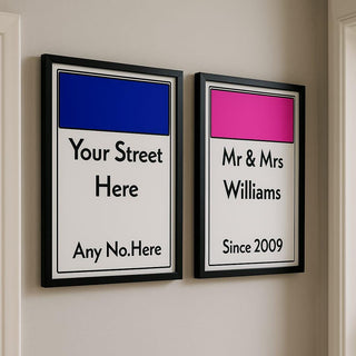 Personalized Monopoly Street Sign Print, Custom Family Name (Free Water Works Print)