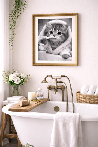 Funny Animal Bathroom Prints | Black and White A4 Glossy Photo Set