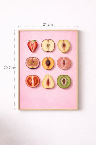 Set of 3 Fruit Still Life Prints, Pink Botanical Art, Modern Decor (A4/A3)
