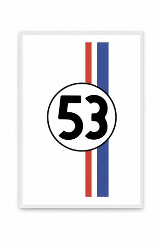 Herbie #53 Racing Art Print | Retro VW Beetle Motorsport Decor