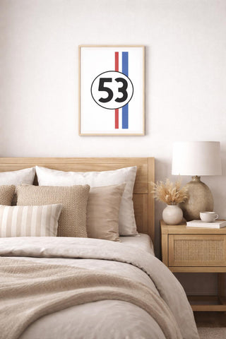 Herbie #53 Racing Art Print | Retro VW Beetle Motorsport Decor
