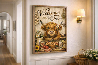 Highland Cow Kitchen Prints, Rustic Farmhouse Wall Art, Set of 3, A4 A3