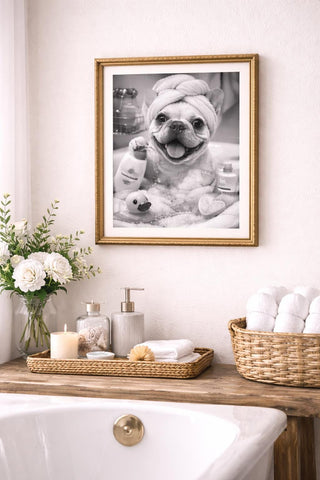 Funny Animal Bathroom Prints | Black and White A4 Glossy Photo Set