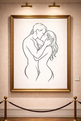 Minimalist Couple Line Art Print | Abstract Romantic A4 Wall Decor