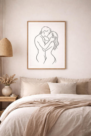 Minimalist Couple Line Art Print | Abstract Romantic A4 Wall Decor