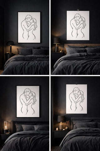 Minimalist Couple Line Art Print | Abstract Romantic A4 Wall Decor