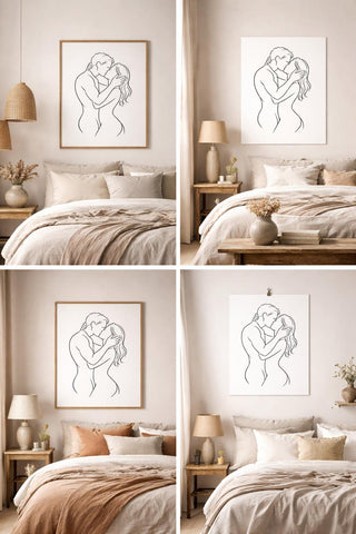 Minimalist Couple Line Art Print | Abstract Romantic A4 Wall Decor